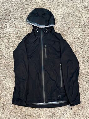 REI Black Hooded Waterproof Raincoat